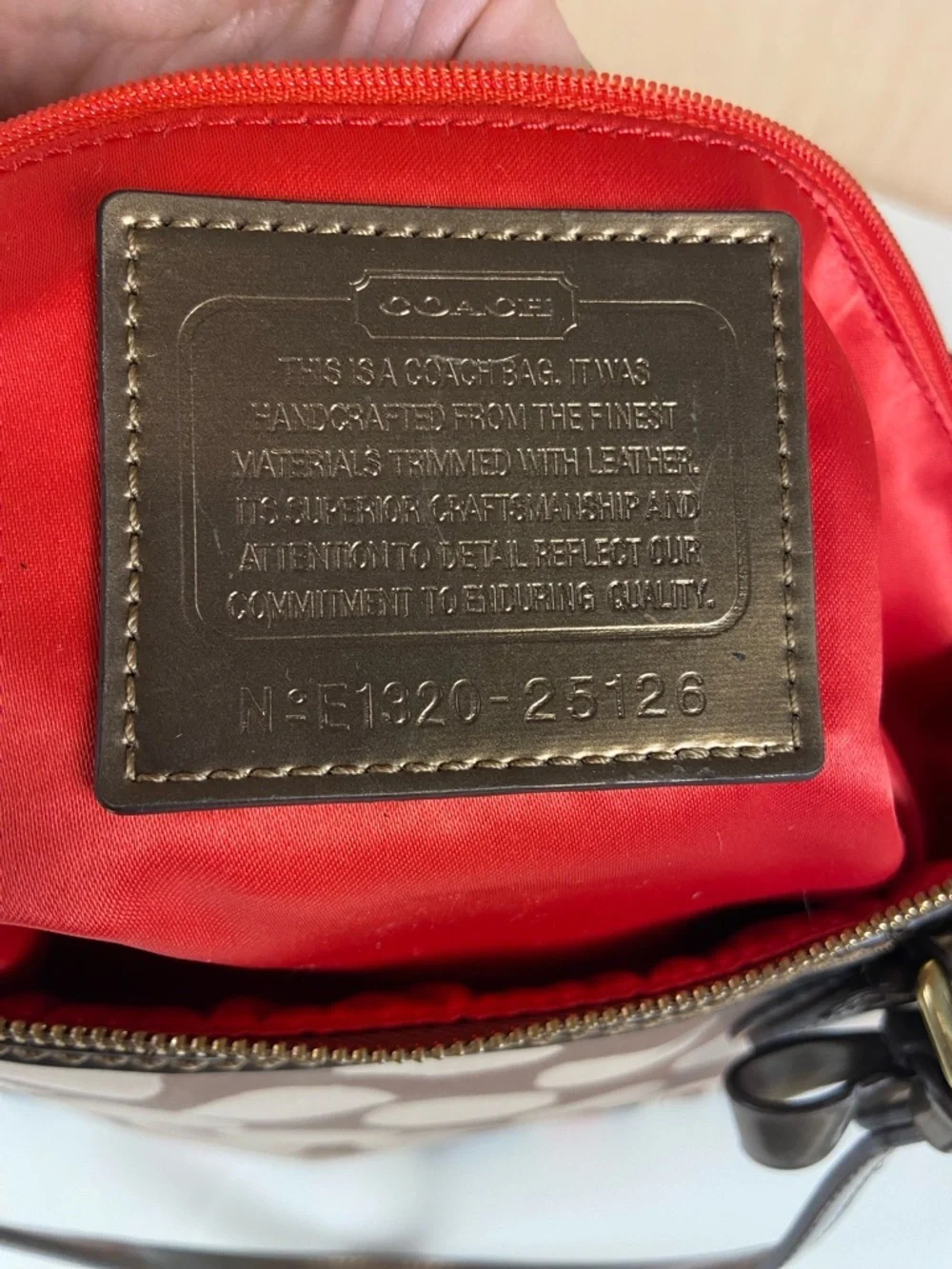 Coach Polka Dot Stripe Tote Satin Scarf Print Leather Trim Red Lining Rare
